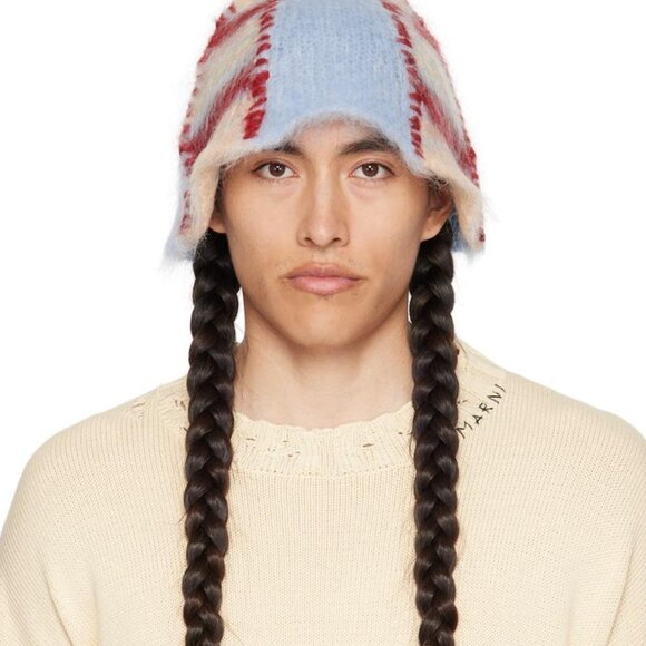 NWT MARNI  Brushed Striped Mohair-Blend Bucket Hat main image 5